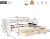 Polsterbett, Daybett, Tagesbett, Sofabett, mit 2 Schubladen für Stauraum, Schlafsofa, Tagbett 90x200 cm, ausziehbar auf 180 cm, mit USB-Anschluss, samt, beige Bild 3