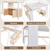 Hochbett mit Schreibtisch, LED-Streifen, Wandgitter, Regal, Schrank, Steckdose, USB, Type-C, Rausfallschutz, 140x200cm, Kinderbett, Metallbett Bild 5