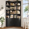 Homfa Bücherregal 187 cm hoher Bücherschrank mit Türen Eckregal, Eckbücherregal Standregal L-förmiger Eckschrank 80 x 80 x 187 cm Bild 2