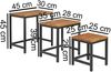 FineBuy 3er-Set Beistelltisch Massivholz Sheesham/ Metall Bild 5