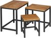 FineBuy 3er-Set Beistelltisch Massivholz Sheesham/ Metall Bild 2