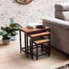FineBuy 3er-Set Beistelltisch Massivholz Sheesham/ Metall Bild 3