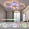 oyajia LED Deckenleuchte 80W deckenlampe dimmbar, RGB Farbwechsel Lamp mit Fernbedienung, RGB-Hintergrundbeleuchtung, LED fest integriert, RGB, modern Blumenform Deckenleuchte für küche,wohnzimmer Schlafzimmer Bild 2