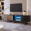 autolock TV-Schrank 200cm TV-Schrank mit schwarzer Marmoroptik, dunklen Holzmasertüren verstellbarer LED-Beleuchtung, zwei Türen und zwei Schubladen Bild 3