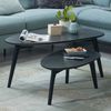 FINEBUY Satztisch FB54370 (Mango Massivholz, Couchtisch 2er Set Schwarz), Wohnzimmertisch Nierenform, Sofatisch Dreibein Bild 2