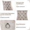 Esszimmerstuhl aus Samt in Hellbeige mit diamantförmigen Knopfdetails mit ergonomischer Rückenlehne und massiven Gummiholzbeinen Bild 3