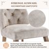 Esszimmerstuhl aus Samt in Hellbeige mit diamantförmigen Knopfdetails mit ergonomischer Rückenlehne und massiven Gummiholzbeinen Bild 4
