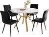Merax Essgruppen, Esstisch-Set, Esstisch- und Stuhlset (5-teilig), modernes, schlichtes rundes Esstisch- und Stuhlset aus Marmor, Goldfarbene Metalltischbeine + 4 ergonomische Samtstühle, schwarze Esszimmerstühle Bild 2