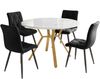 Merax Essgruppen, Esstisch-Set, Esstisch- und Stuhlset (5-teilig), modernes, schlichtes rundes Esstisch- und Stuhlset aus Marmor, Goldfarbene Metalltischbeine + 4 ergonomische Samtstühle, schwarze Esszimmerstühle Bild 3