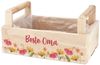 Herz & Heim Geschenkbox aus Holz - Geschenkkorb mit Blumen Motiv als Geschenkverpackung, mit Holzgriffen Bild 2