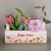Herz & Heim Geschenkbox aus Holz - Geschenkkorb mit Blumen Motiv als Geschenkverpackung, mit Holzgriffen Bild 4