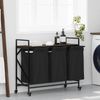 vidaXL Wäschekorb 3 Fächer mit Rollen Braune Eiche 859094 Bild 1