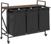 vidaXL Wäschekorb 3 Fächer mit Rollen Braune Eiche 859094 Bild 5