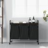 vidaXL Wäschekorb 3 Fächer mit Rollen Braune Eiche 859094 Bild 3