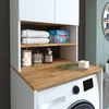 Roomart Atlantic Waschmaschinenschrank Bad – SERIE ATLANTIC-III- Waschmaschinenüberbau 65×181×60 cm – Waschraum Möbel • Weiß-Eiche Bild 4