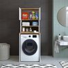 Roomart Atlantic Waschmaschinenschrank Bad – SERIE ATLANTIC-III- Waschmaschinenüberbau 65×181×60 cm – Waschraum Möbel • Weiß-Eiche Bild 2