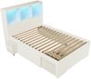 Merax Einzelbett, 90x200 cm Kinderbett, Jugendbett Funktionsbett mit Stauraum und Beweglichem Nachttisch, mit LED Beleuchtung USB-C Ladefunktion, Weiß Bild 3