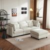 Ecksofa mit Lendenkissen & bewegbarem Lounger, Leinen, 220x83x81 cm, Beige Bild 2