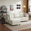 Ecksofa mit Lendenkissen & bewegbarem Lounger, Leinen, 220x83x81 cm, Beige Bild 5