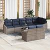 vidaXL Gartensofa-set mit Kissen 9 pcs Grau und Marineblau Poly-Rattan 3355454 Bild 1