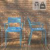 Gartenstuhl KARL mit Armlehne - 57 x 57 x 82 cm, Kunststoff, Blau | Stapelstuhl Loungestuhl Garten Outdoor-Stuhl Bild 2