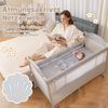 5 in 1 Beistellbett klappbar Reisebett mit Matratze 2 Ebene Babybett mit Rollen Beige Bild 5