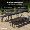 STEELSØN 'Zennar' Gartenbank für 4 Personen, zusammenklappbar, Rattanoptik schwarz, 43x28x180 cm, wetterfest, Sitzbank inkl. Tragegriff, 2er-Set Bild 3