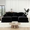 Flieks 3-Sitzer Ecksofa, Modular U-Sofa mit 3 Kissen & 2 Ottoman, abnehmbarer Volant, Flared-Armlehnen & Holzbeinen, Chenille, Schwarz Bild 3