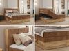 Boxspringbett, Set mit zwei Multipocket-Matratze und Topper, hohe Kopfteil, Eiche Wotan Holzrahmen - WOOD CLASSIC KING - 160 x 200 cm - Orange Cord - H3 Bild 2
