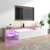Modernes TV-Schrank-Design: Stilvolle Eleganz, praktischer Stauraum, Hochglanzweiß, Holzoptik, Glasböden, LED-Beleuchtung Bild 3