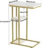 YMYNY Beistelltisch C-Form 2er-Set Industrie-Design 40x26x61.5cm Marmormuster Bild 3