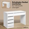Bellamio 'Nore' Schminktisch mit Spiegel, mit 5 Schubladen, beidseitig montierbar, weiß, 77x53x110 cm, Wandspiegel aus HD-Glas (mit Wandbefestigung) Bild 4