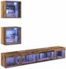 5-tlg. TV Wand Einheiten,Wohnwand Wohnzimmer mit LED Altholz Holzwerkstoff Bild 2