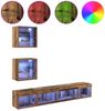 5-tlg. TV Wand Einheiten,Wohnwand Wohnzimmer mit LED Altholz Holzwerkstoff Bild 4