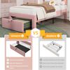 Kinderbett 90x190 cm mit LED und Schublade – Polsterbett aus Samt in Rosa mit verstellbarem Kopfteil Bild 5