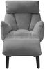 ML-DESIGN Loungesessel Wohnzimmersessel mit Armlehnen Fußablage Seitentaschen Lesesessel, Grau Sessel Fernsehsessel verstellbar Relaxsessel Leinen Ruhesessel Bild 2
