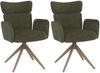 2er-Set Esszimmerstuhl HWC-N11, Stuhl, drehbar Auto-Return Stoff Bouclé 350g/m² Öko-Tex ~ grün, Beine Holz-Optik Bild 1