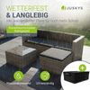 Juskys Polyrattan Lounge Punta Cana M grau-meliert inkl. Abdeckung – Gartenlounge für 3-4 Personen – Sitzgruppe mit Sofa, Tisch & Hocker - Sitzbezüge Dunkelgrau Bild 2
