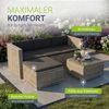 Juskys Polyrattan Lounge Punta Cana M grau-meliert inkl. Abdeckung – Gartenlounge für 3-4 Personen – Sitzgruppe mit Sofa, Tisch & Hocker - Sitzbezüge Dunkelgrau Bild 5