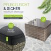Juskys Polyrattan Lounge Punta Cana M grau-meliert inkl. Abdeckung – Gartenlounge für 3-4 Personen – Sitzgruppe mit Sofa, Tisch & Hocker - Sitzbezüge Dunkelgrau Bild 3