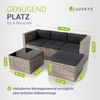 Juskys Polyrattan Lounge Punta Cana M grau-meliert inkl. Abdeckung – Gartenlounge für 3-4 Personen – Sitzgruppe mit Sofa, Tisch & Hocker - Sitzbezüge Dunkelgrau Bild 4