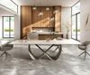 Esstisch Edge 300x100 Keramik Laminam® Travertino Bianco Creme-Weiß Infinity Metall Effektfinish Titan Bild 2