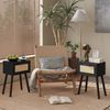 YMYNY Rattan Nachttisch 2er Set Beistelltisch Boho Massivholz 35x27x53 cm Bild 2