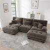 Modulare Wohnlandschaft H 81 x T 313 x B 145 cm aus Chenille in Braun, erweiterbar mit beweglichen Ottomans Bild 3