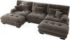 Modulare Wohnlandschaft H 81 x T 313 x B 145 cm aus Chenille in Braun, erweiterbar mit beweglichen Ottomans Bild 4
