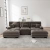 Modulare Wohnlandschaft H 81 x T 313 x B 145 cm aus Chenille in Braun, erweiterbar mit beweglichen Ottomans Bild 2