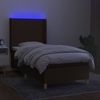 vidaXL Boxspringbett mit Matratze & LED Stoff Dunkelbraun 80x200 cm, Härtegrad: H2 [3138672] Bild 3