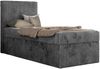 TILIO Jugendbett 90x200 mit Bettkasten - Boxspringbett mit 7-Zonen-Taschenfederkernmatratze, hohes Kopfteil, Einzelbett mit Stauraum - Grau Cordstoff - H3 - Links Bild 4