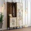 Dmora Eingangsmöbel Eufemia, Moderner Eingang, Wandgarderobe, Multifunktions-Aufbewahrungskonsole, 120x35h200 cm, Nussbaum und Weißer Marmor Bild 2
