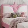 Mädchenbett mit Lattenrost und gepolstertem Kopfteil, Polsterbett für Mädchen, Einzelbett, Kunstleder, 90x200cm Bild 4